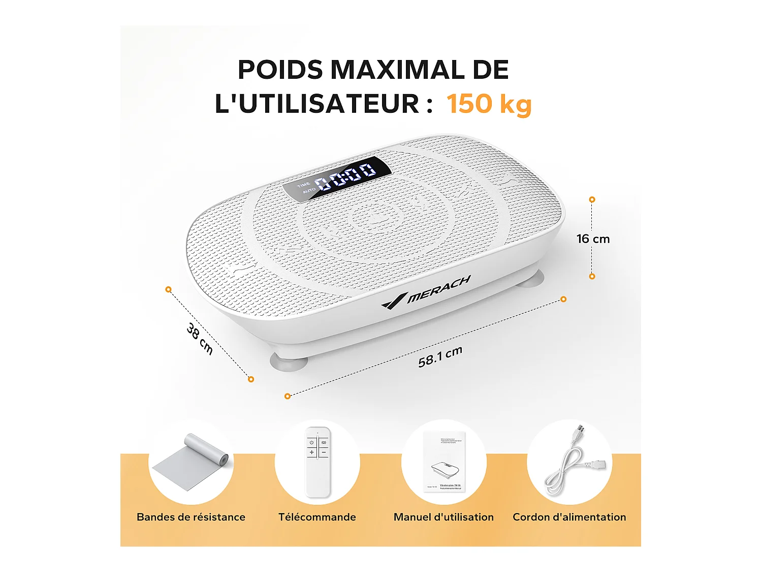 Plateforme Vibrante Avec Télécommande-Merach, La Mise En Forme Des Muscles, Contrôle Automatique De La Vitesse, Bluetooth Intégré