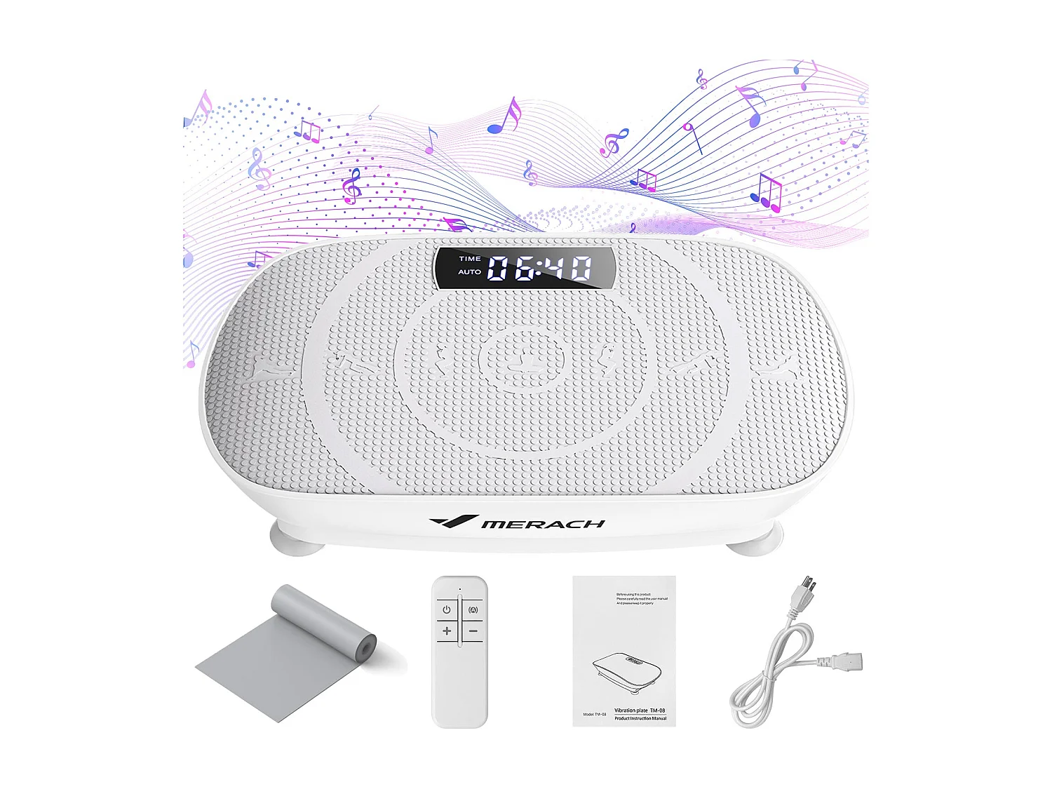 Piattaforma vibrante con telecomando - Merach, tonificazione muscolare, controllo automatico della velocità, Bluetooth integrato