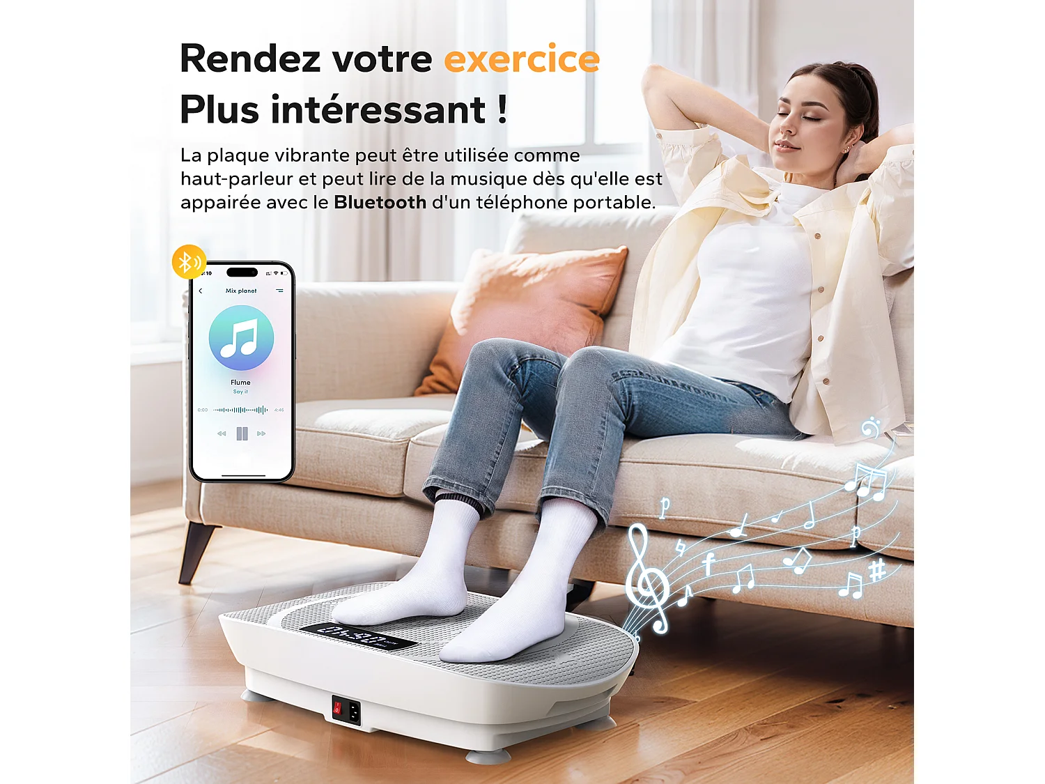 Piattaforma vibrante con telecomando - Merach, tonificazione muscolare, controllo automatico della velocità, Bluetooth integrato