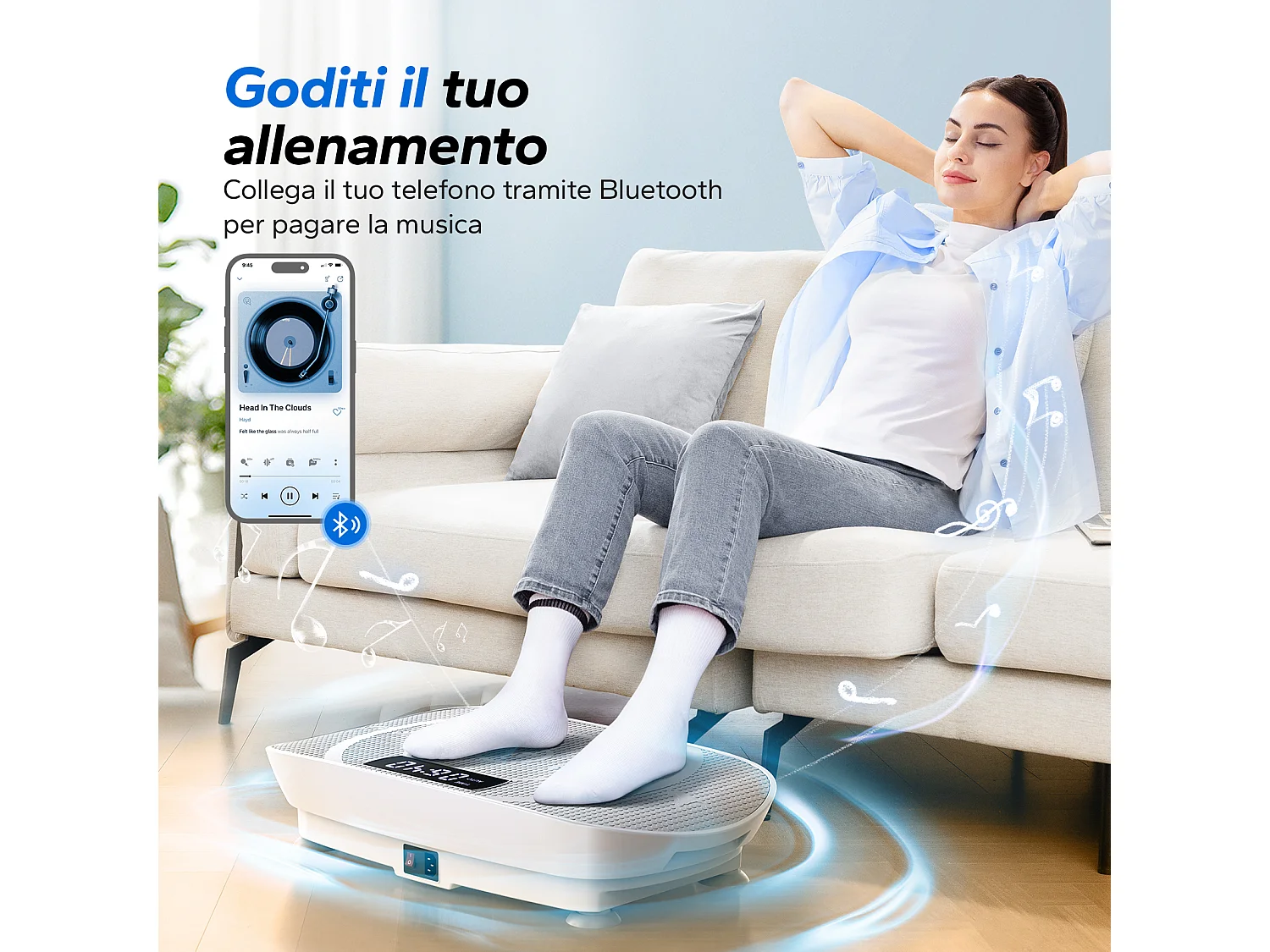 MERACH Trilplaat voor Afvallen - 10 Snelheden Handmatige Modus - Bluetooth Verbinding - Stil ≤65dB met LED Display, Afstandsbediening en Yoga Weerstandsband - Wit