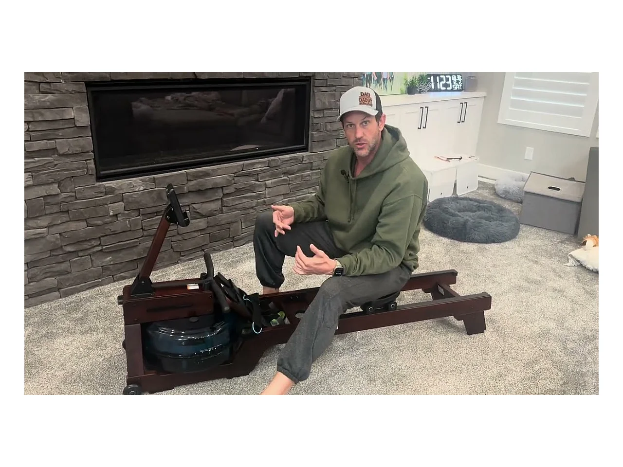 Rameur à eau MERACH, 22 L, 6 repères de remplissage, Bluetooth, Connectivité APP, Ecran LCD, Max 150 kg, Bois Massif foncé