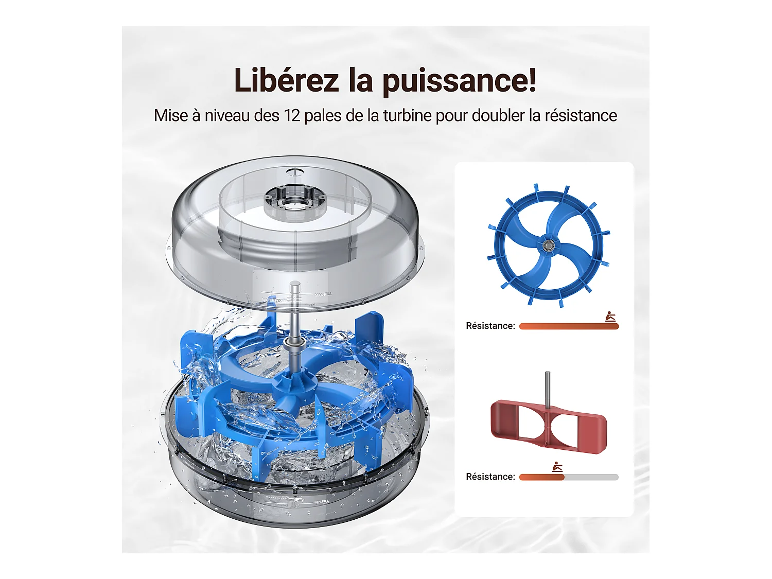 Rameur à eau MERACH, 22 L, 6 repères de remplissage, Bluetooth, Connectivité APP, Ecran LCD, Max 150 kg, Bois Massif foncé