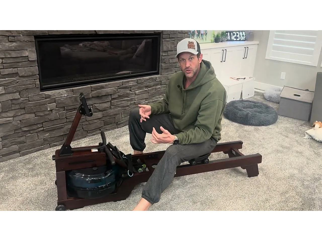 Rameur à eau MERACH, 22 L, 6 repères de remplissage, Bluetooth, Connectivité APP, Ecran LCD, Max 150 kg, Bois Massif foncé