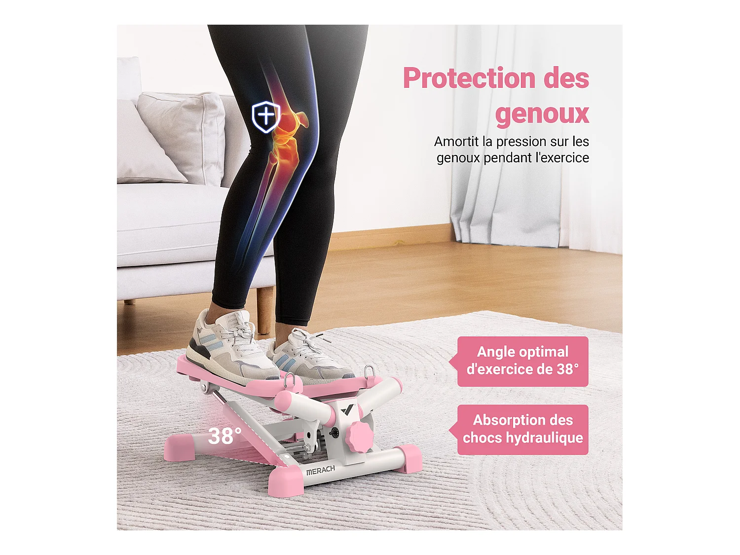 Stepper - Merach, 2 En 1 Pour La Maison, Merach, Réglage Stride Jusqu'à 35 CM, Charge Maximale 150 Kg, Avec Écran LCD, Connecté APP