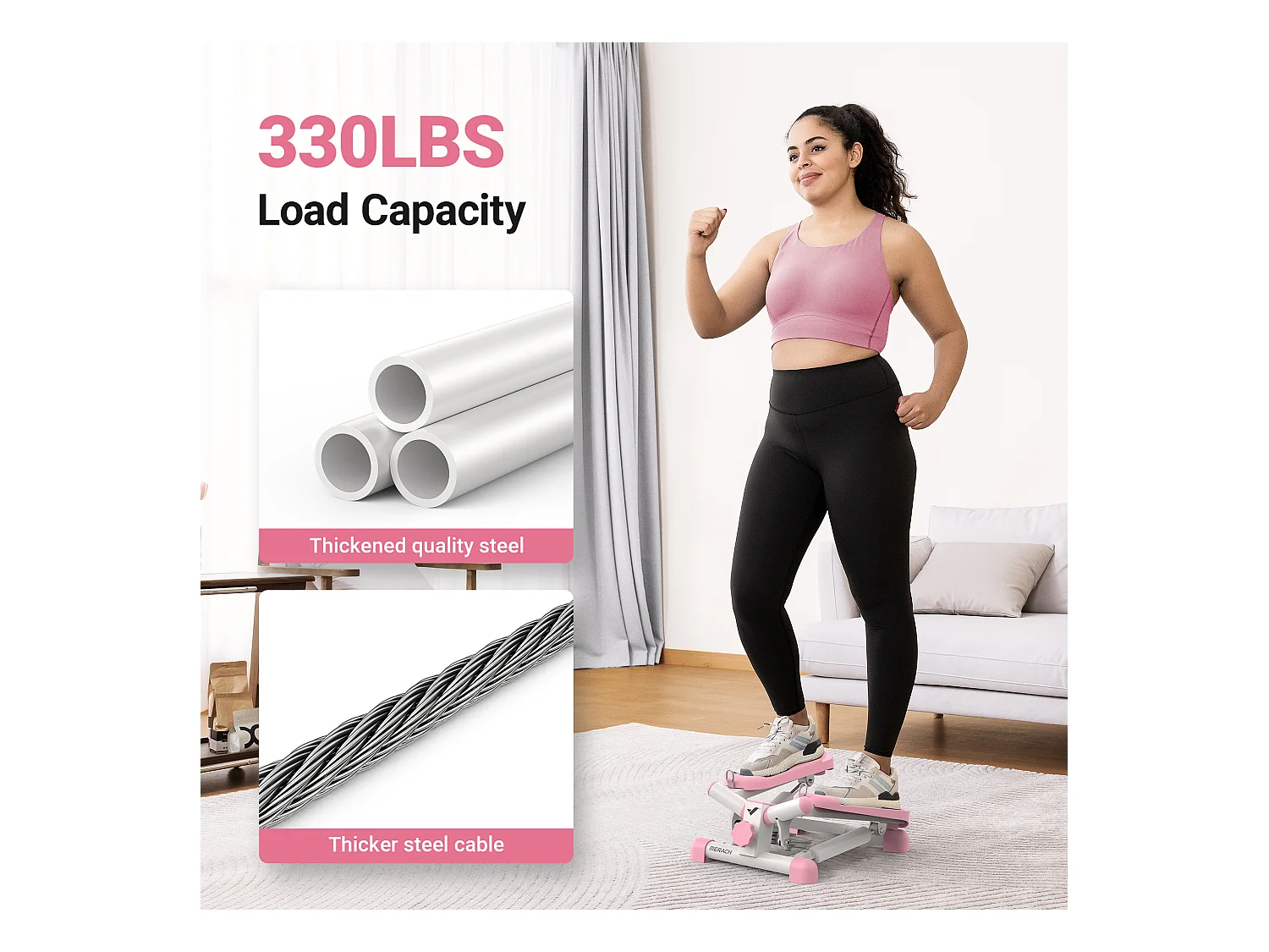 Stepper - Merach, 2 En 1 Pour La Maison, Merach, Réglage Stride Jusqu'à 35 CM, Charge Maximale 150 Kg, Avec Écran LCD, Connecté APP