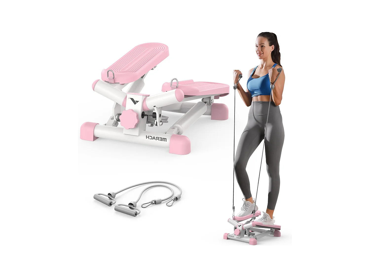 Stepper - Merach, 2 in 1 per la casa, Merach, regolazione passo fino a 35 CM, carico massimo 150 kg, con schermo LCD, connesso APP