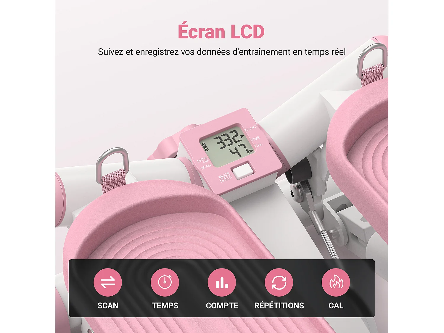 Stepper - Merach, 2 En 1 Pour La Maison, Merach, Réglage Stride Jusqu'à 35 CM, Charge Maximale 150 Kg, Avec Écran LCD, Connecté APP