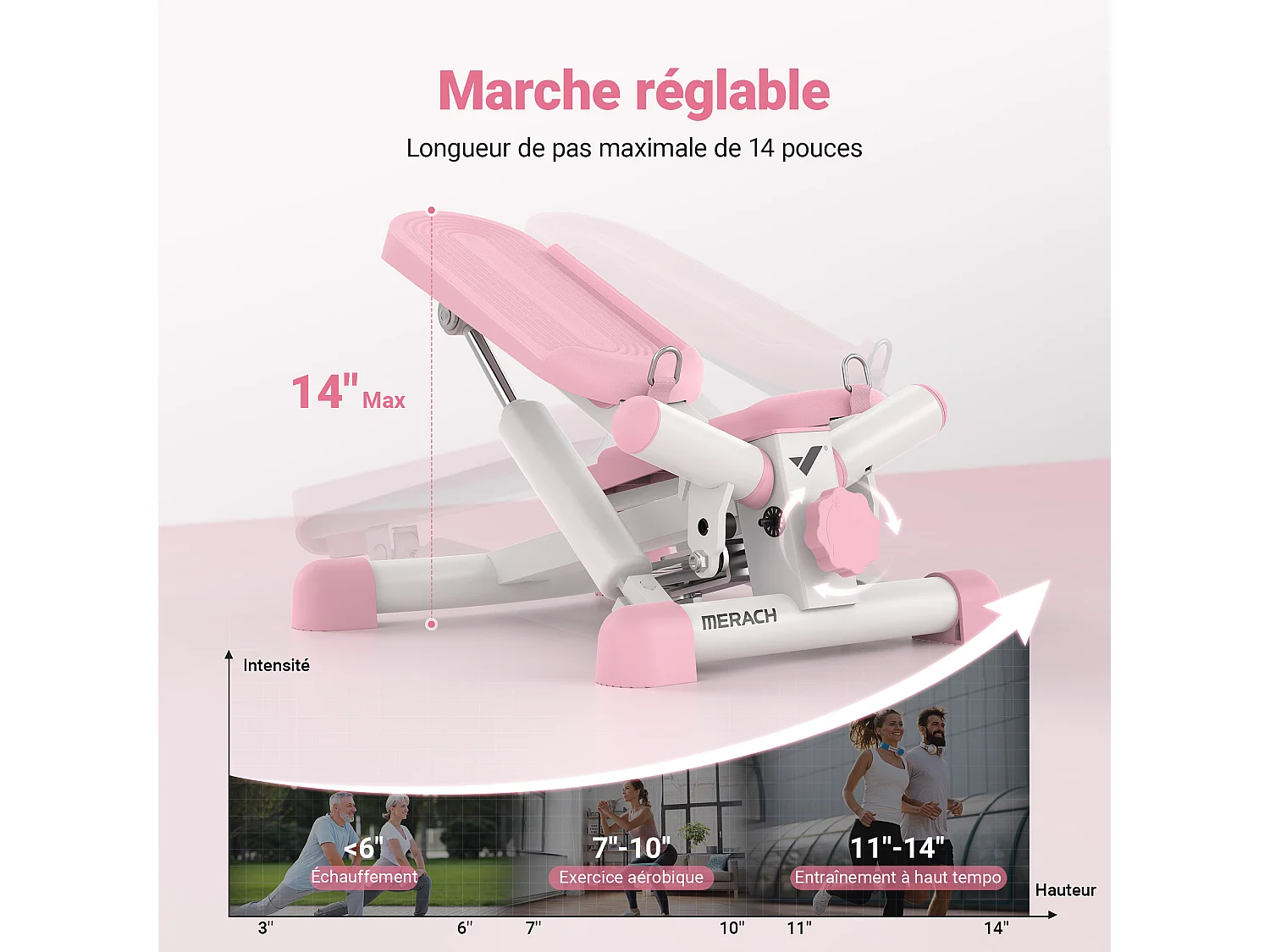 Stepper - Merach, 2 En 1 Pour La Maison, Merach, Réglage Stride Jusqu'à 35 CM, Charge Maximale 150 Kg, Avec Écran LCD, Connecté APP