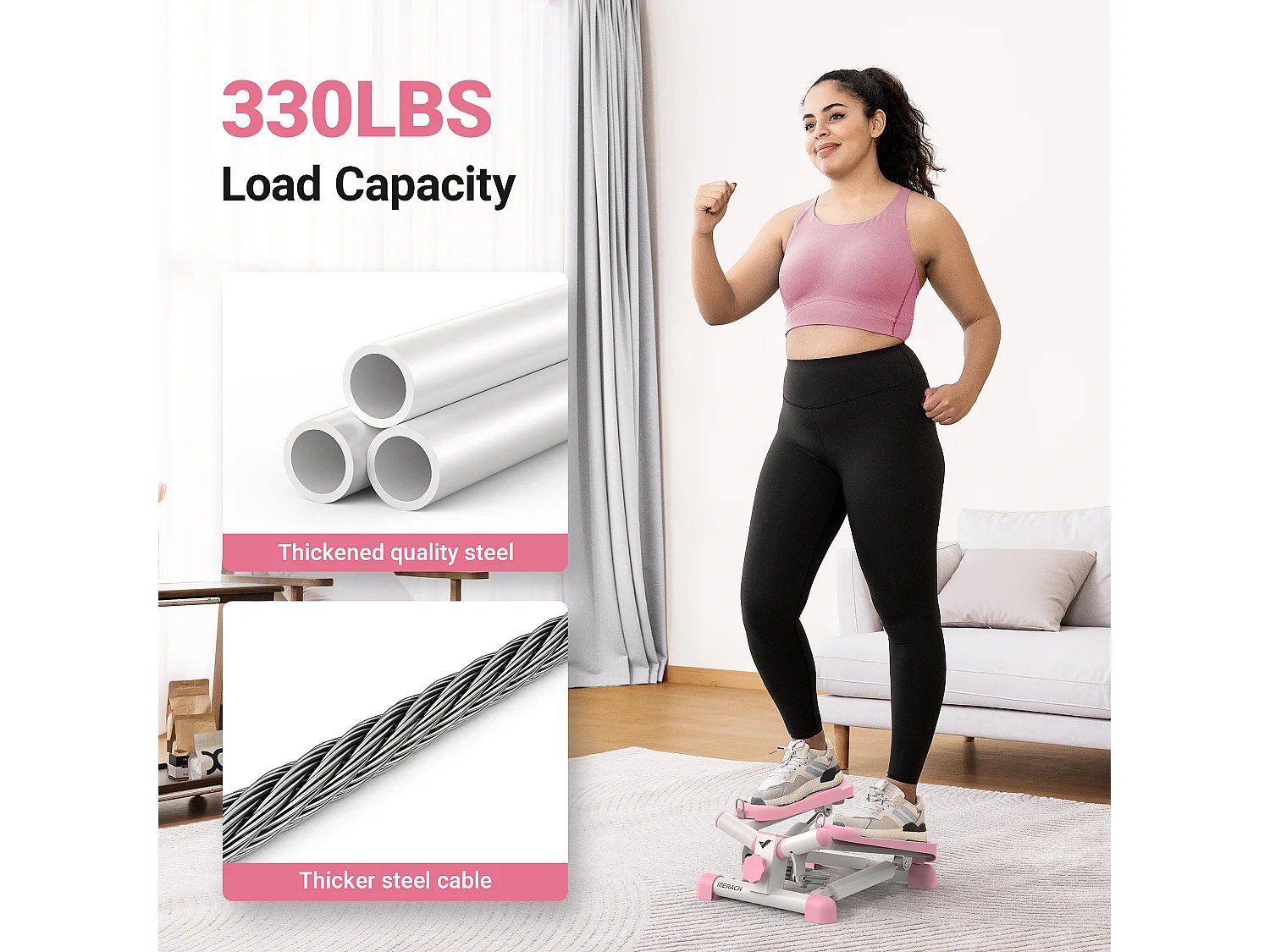 Stepper - Merach, 2 En 1 Pour La Maison, Merach, Réglage Stride Jusqu'à 35 CM, Charge Maximale 150 Kg, Avec Écran LCD, Connecté APP