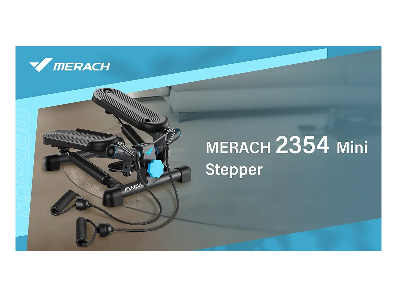 Mini Stepper 2 en 1 MERACH, Fitness Maison, Silencieux, Écran LCD, avec Bandes de résistance, Max Charge 150 kg