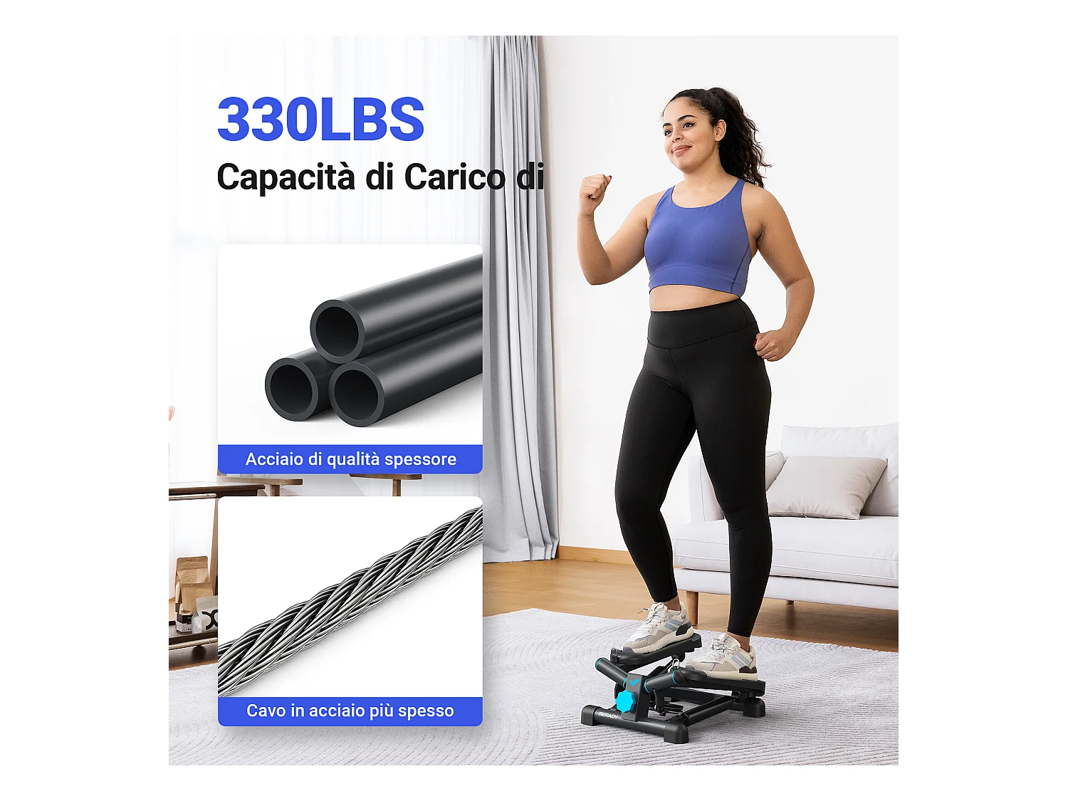 Mini Stepper 2 en 1 MERACH, Fitness Maison, Silencieux, Écran LCD, avec Bandes de résistance, Max Charge 150 kg