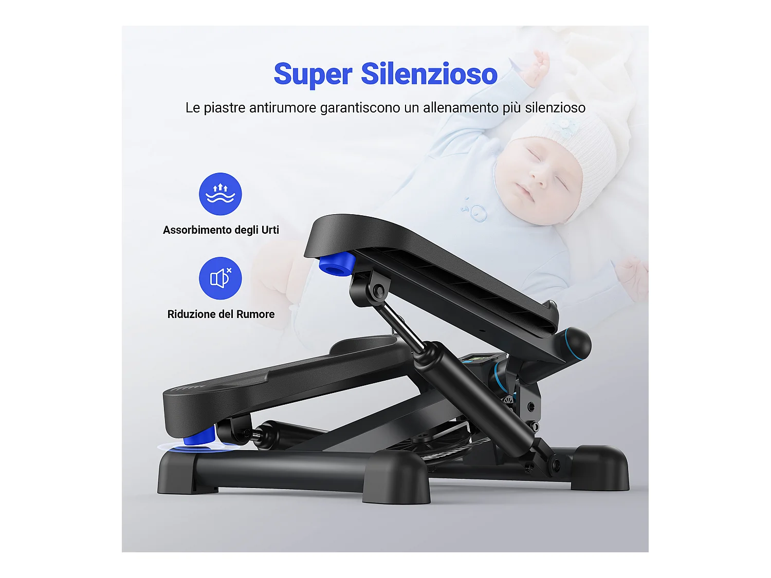 Mini Stepper 2 en 1 MERACH, Fitness Maison, Silencieux, Écran LCD, avec Bandes de résistance, Max Charge 150 kg