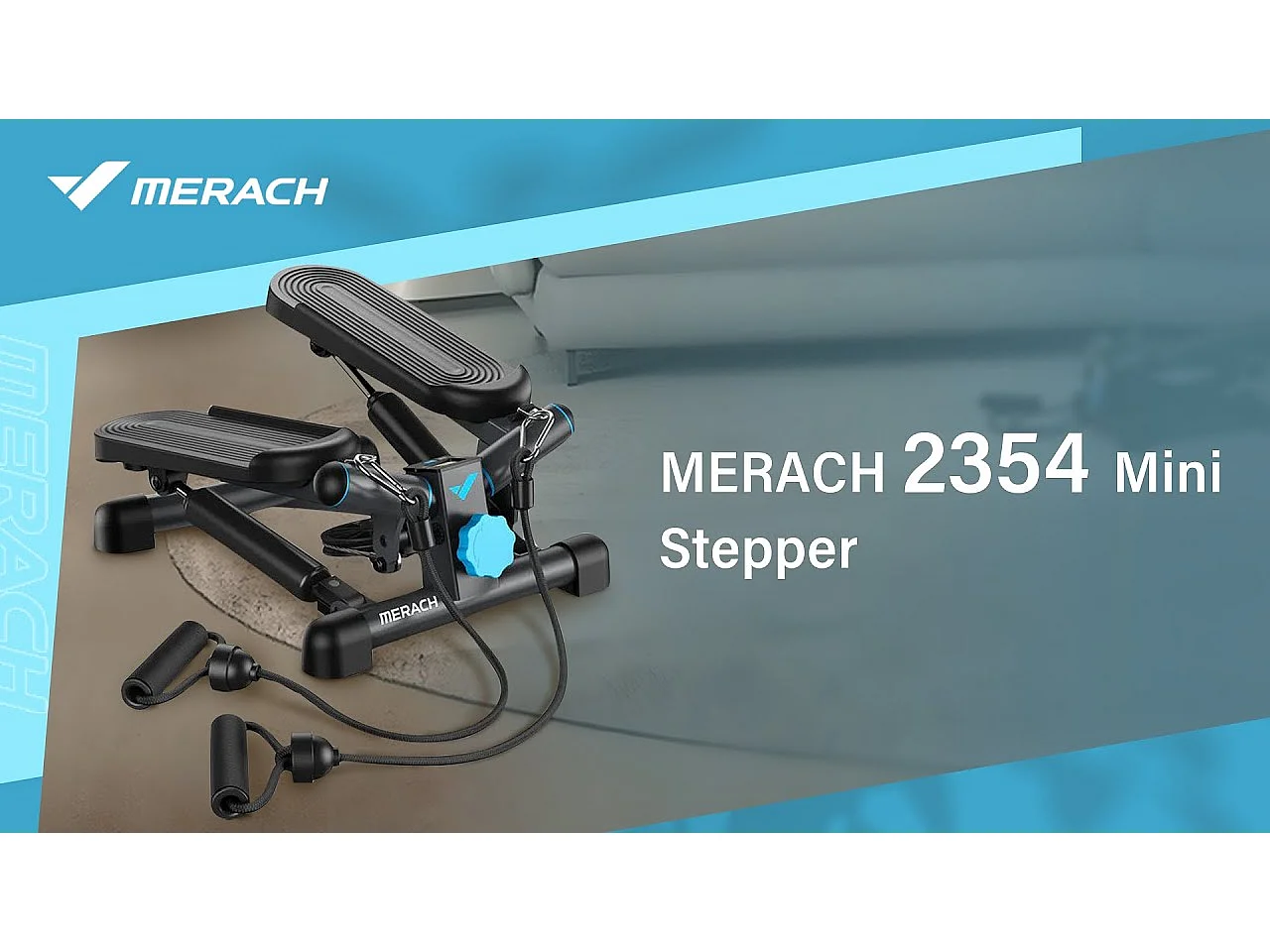 Mini Stepper 2 en 1 MERACH, Fitness Maison, Silencieux, Écran LCD, avec Bandes de résistance, Max Charge 150 kg