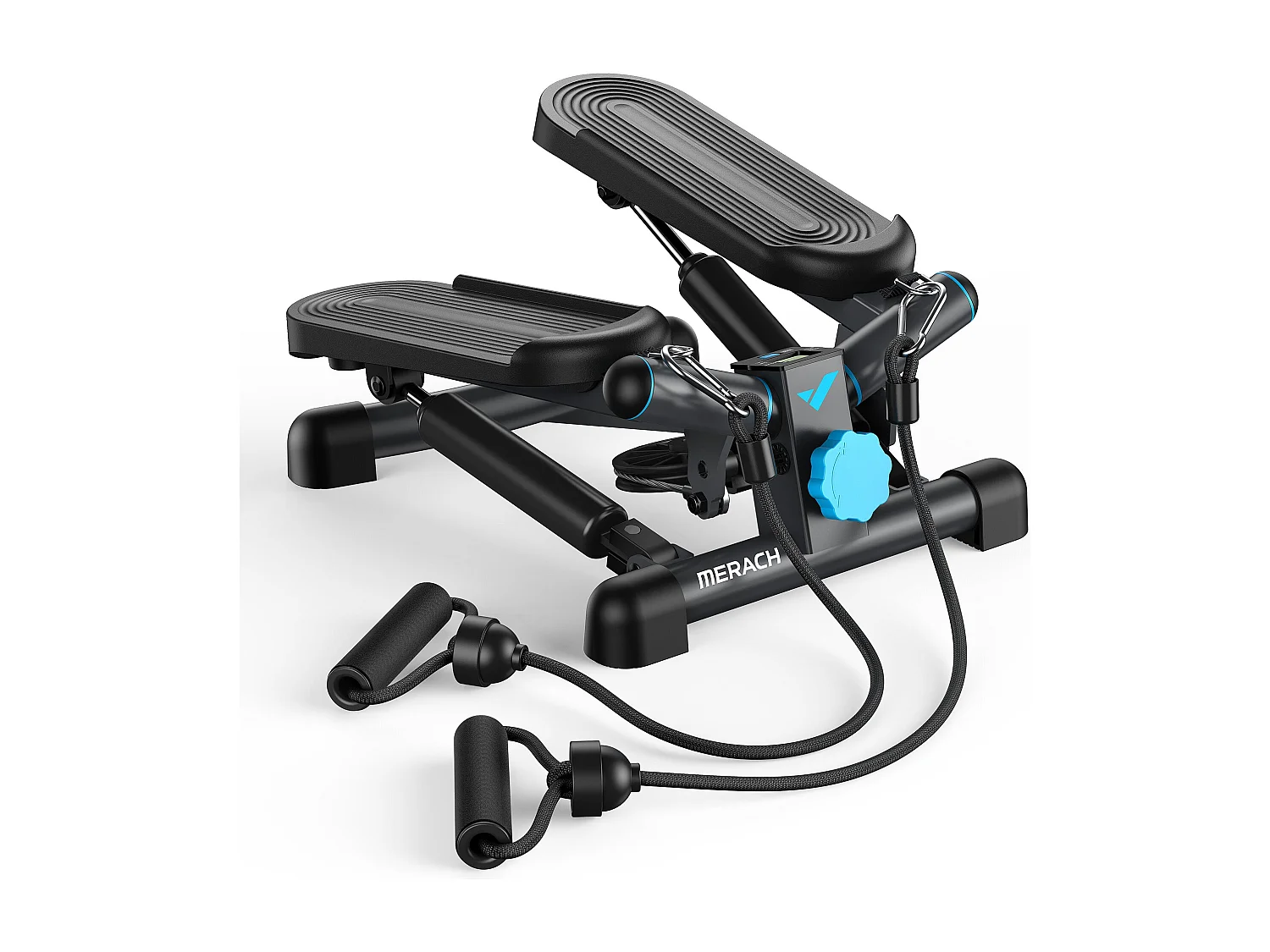 Mini Stepper 2 en 1 MERACH, Fitness Maison, Silencieux, Écran LCD, avec Bandes de résistance, Max Charge 150 kg