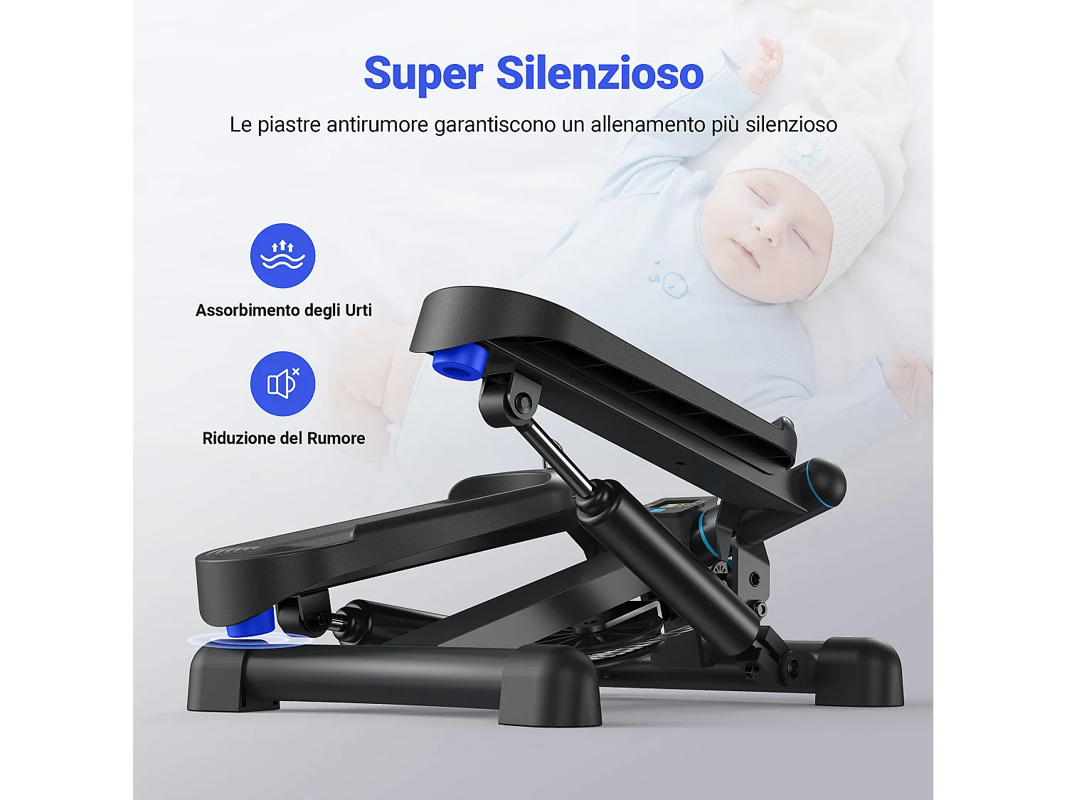 MERACH 2-in-1 Mini Stepper met LCD - Draaistapper en Zijstapper - Weerstandsbanden - Tot 150 kg - Voor Been-/Arm-/Biltraining - Zwart