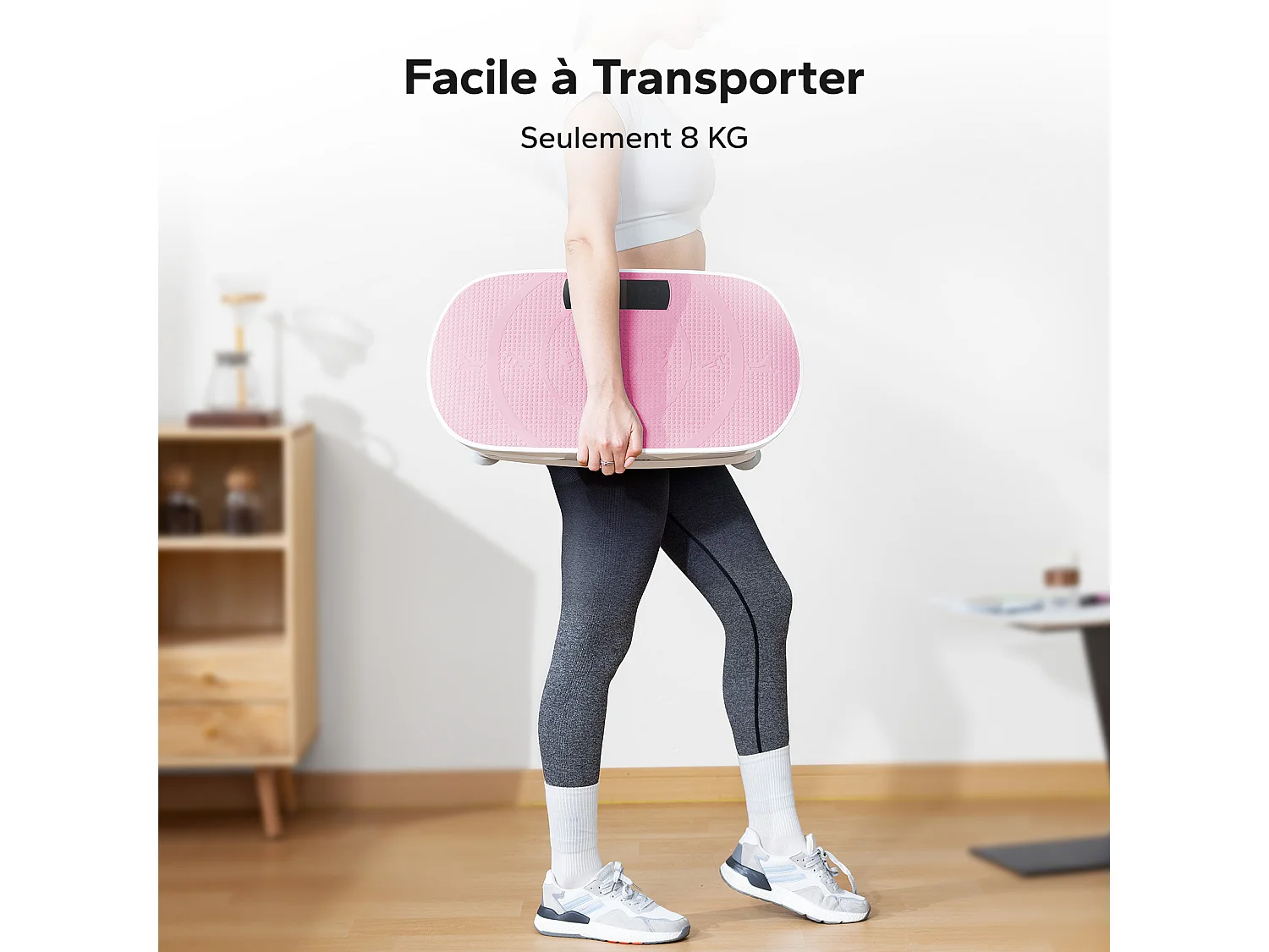 Plataforma Vibratoria Silenciosa MERACH, 11 Niveles, LED, Bluetooth, Altavoz Integrado, Control Remoto, Modo Manual/Automático, Máx 181kg, Rosa