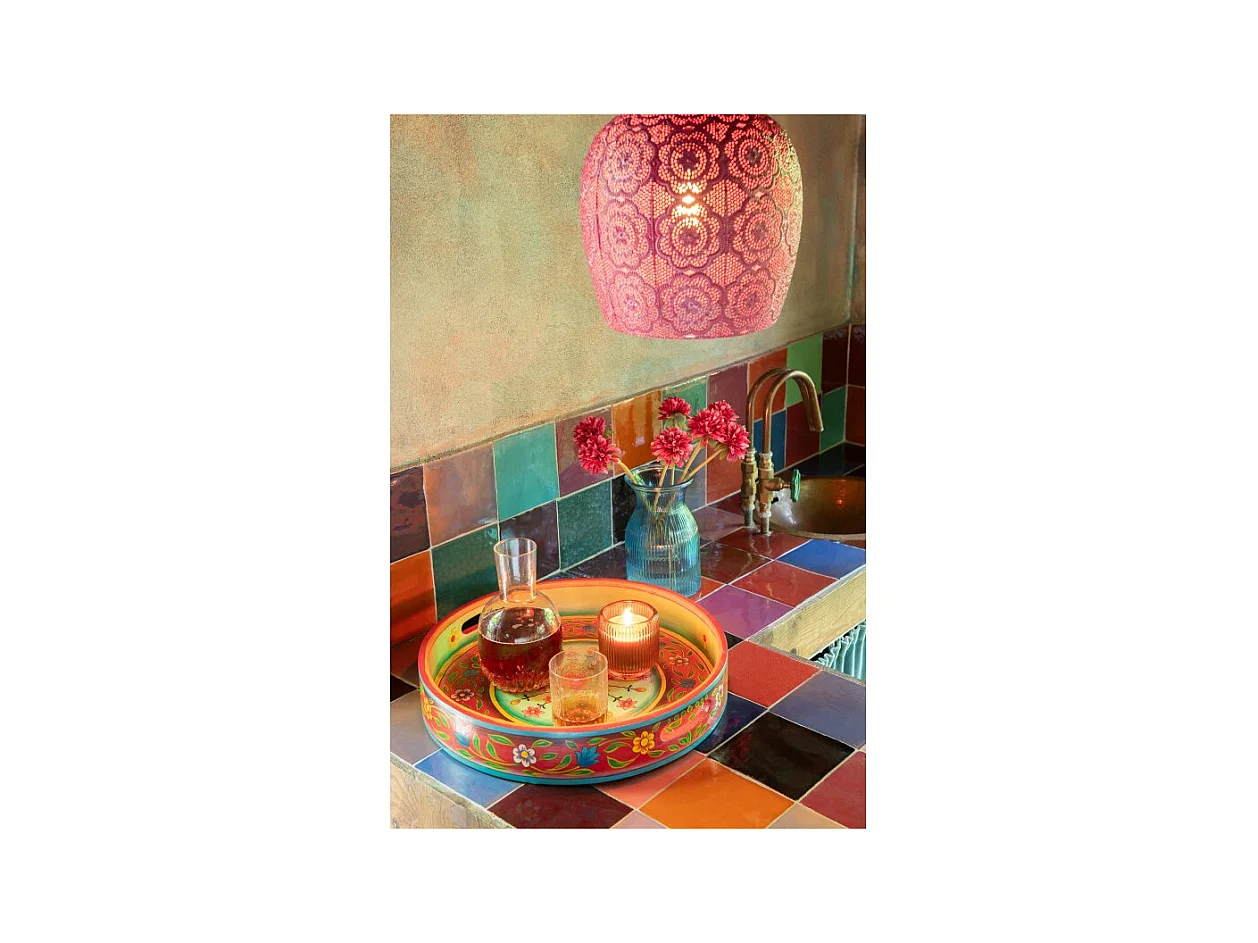 Lámpara de techo de metal rojo 23.5x23.5x39 cm