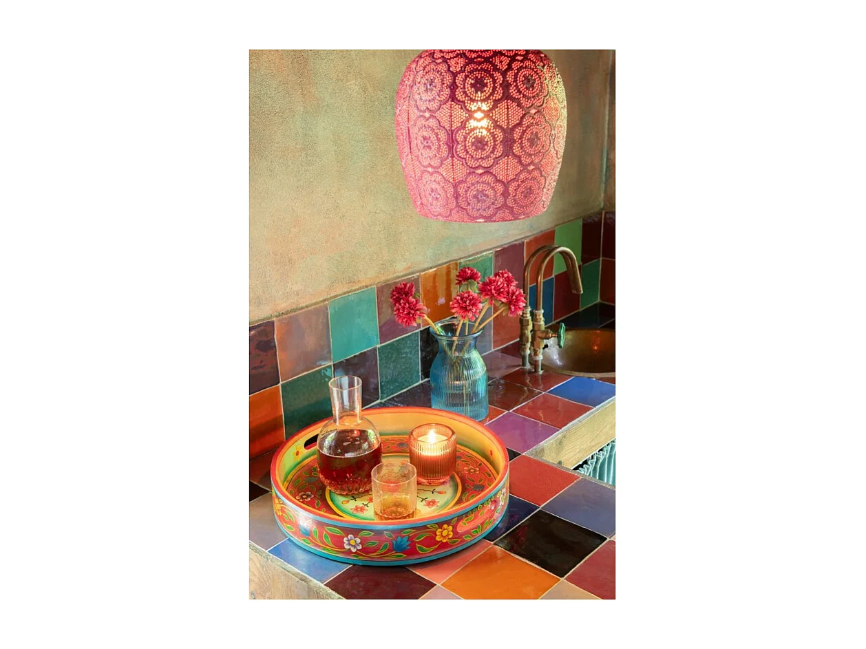 Lámpara de techo de metal rojo 23.5x23.5x39 cm