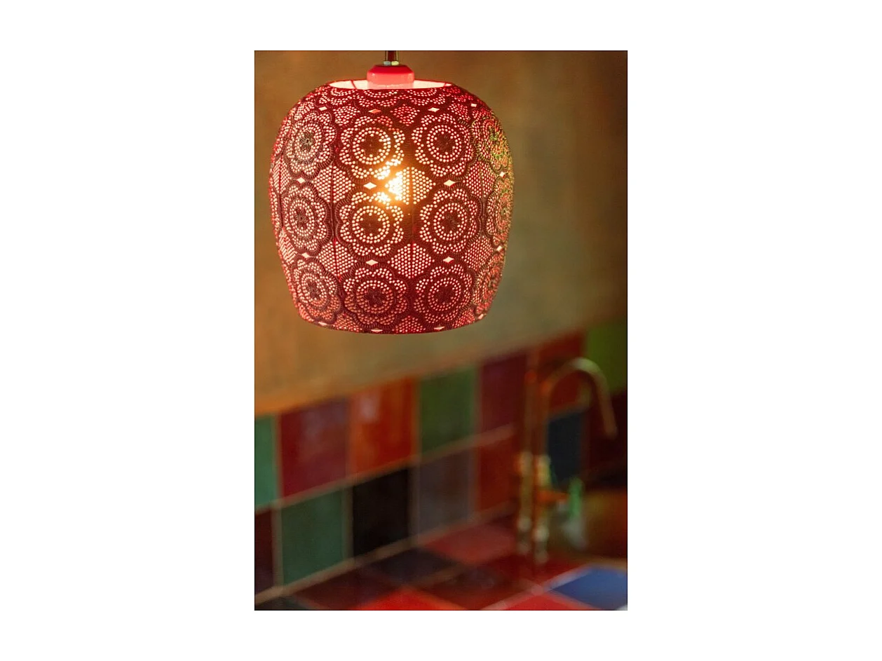 Lámpara de techo de metal rojo 23.5x23.5x39 cm