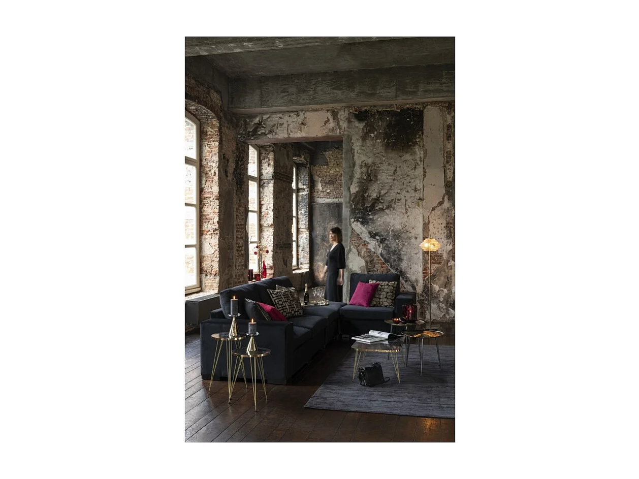 Lámpara de pie de vidrio y metal dorado 36x36x154 cm