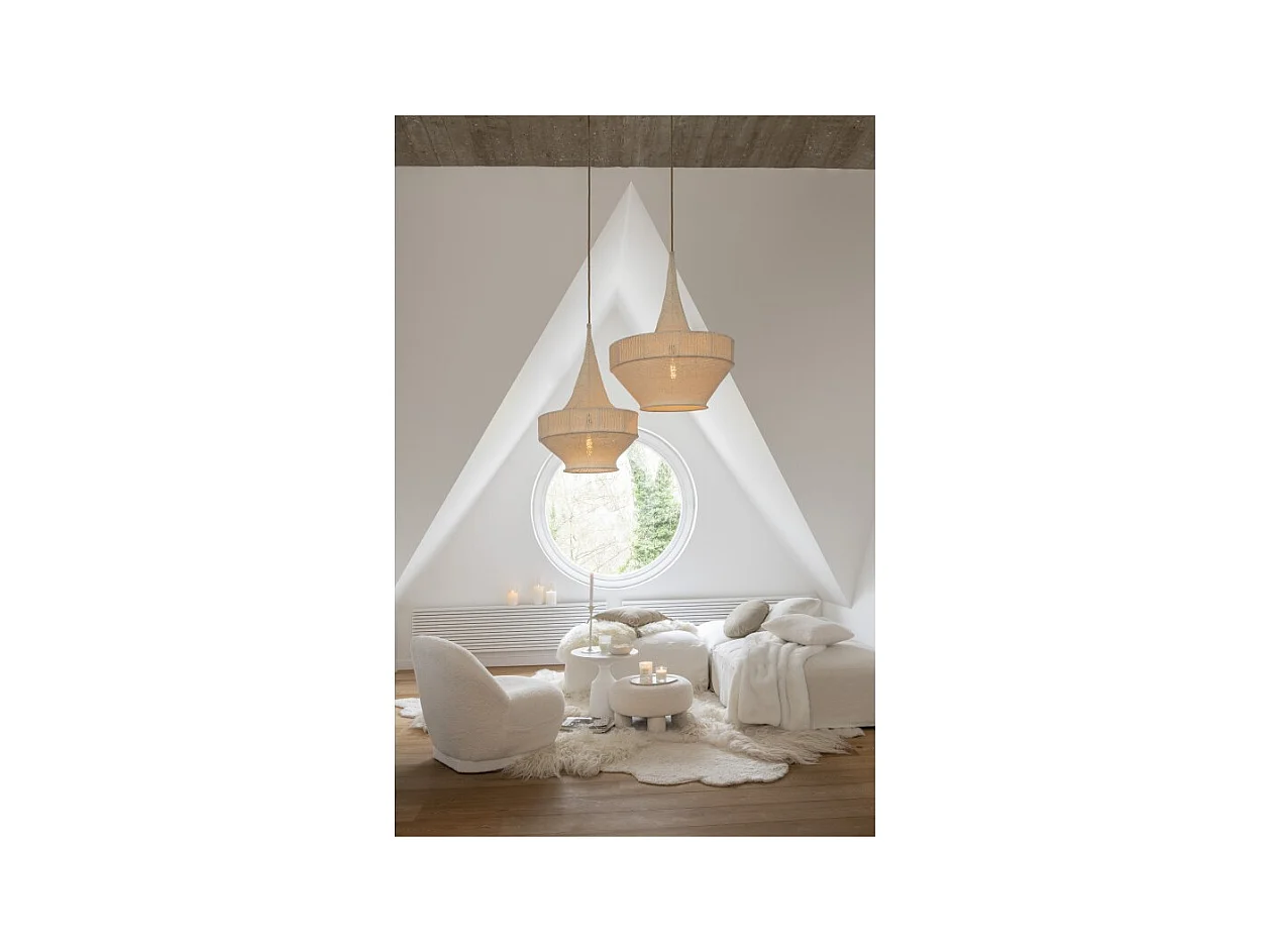 Puf "Teddy" en textil blanco 78*88*72 cm