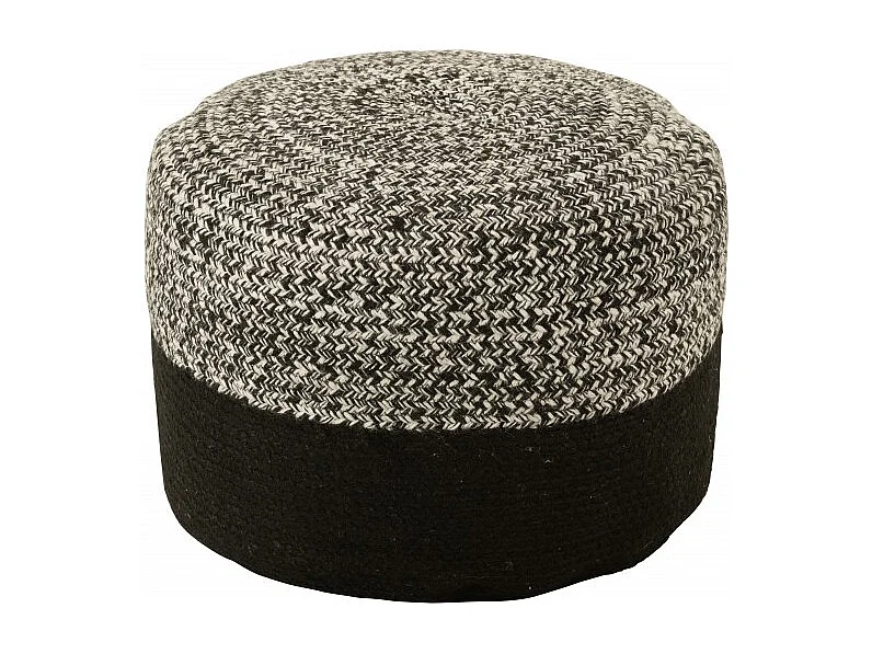 Puf redondo bicolor de tela negro 50x50x35 cm