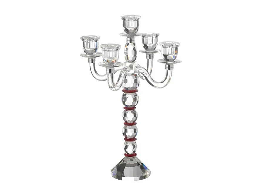 Candelabro de 5 velas en vidrio transparente 32.5*32.5*49 cm