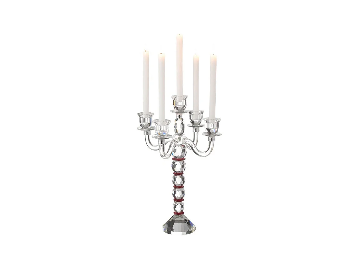 Candelabro de 5 velas en vidrio transparente 32.5*32.5*49 cm