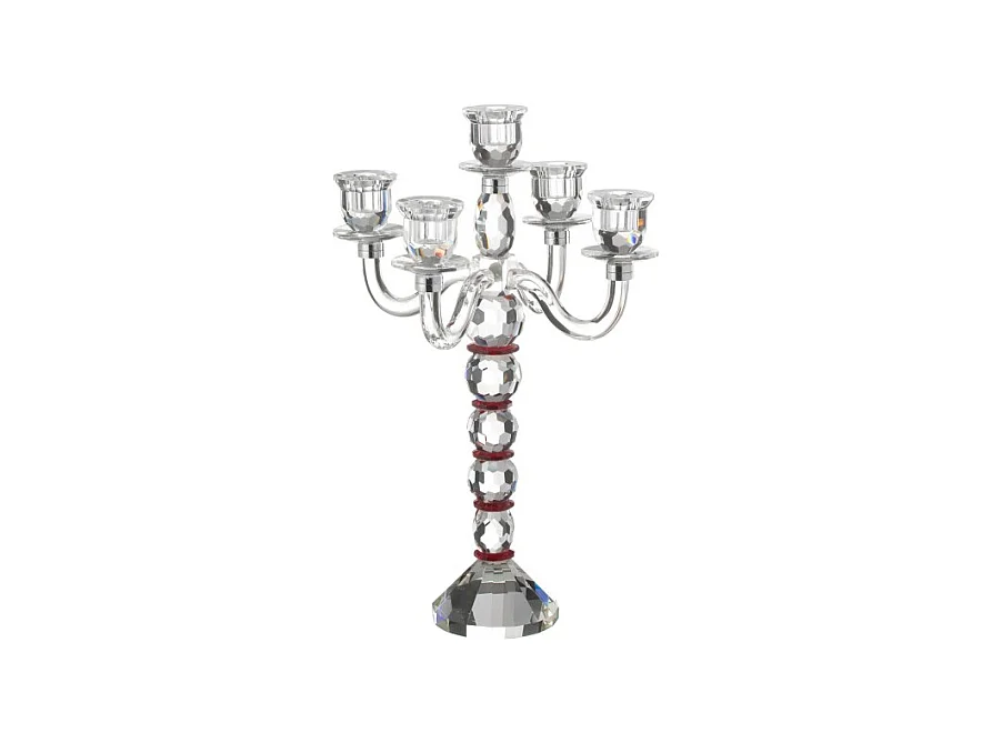 Candelabro de 5 velas en vidrio transparente 32.5*32.5*49 cm