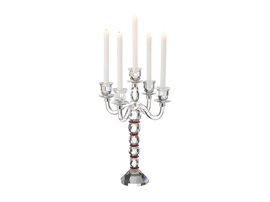 Candelabro de 5 velas en vidrio transparente 32.5*32.5*49 cm