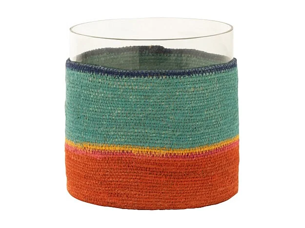 Portavelas redondo de vidrio multicolor 20x20x20 cm