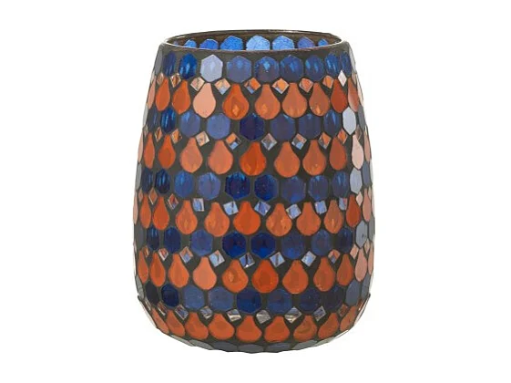 Portavelas de cristal azul en forma de gota 12.5x12.5x16 cm