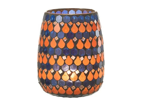 Portavelas de cristal azul en forma de gota 12.5x12.5x16 cm