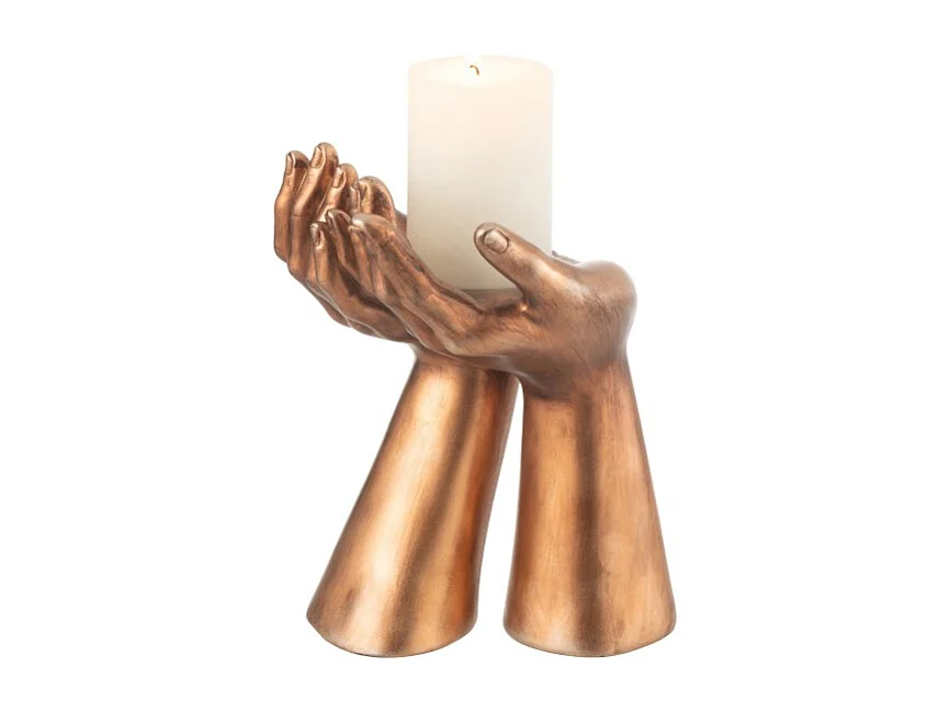 Portavelas de poliresina cobre 19*17.5*25 cm