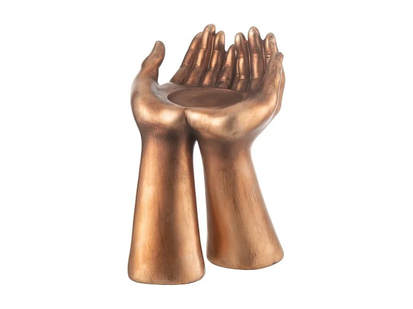 Portavelas de poliresina cobre 19*17.5*25 cm