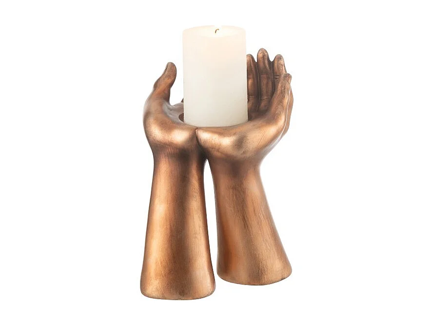Portavelas de poliresina cobre 19*17.5*25 cm