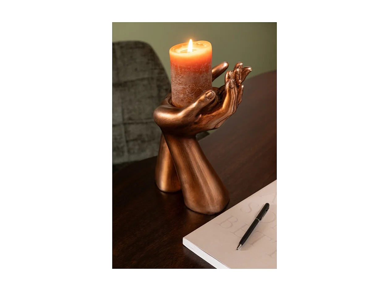 Portavelas de poliresina cobre 19*17.5*25 cm