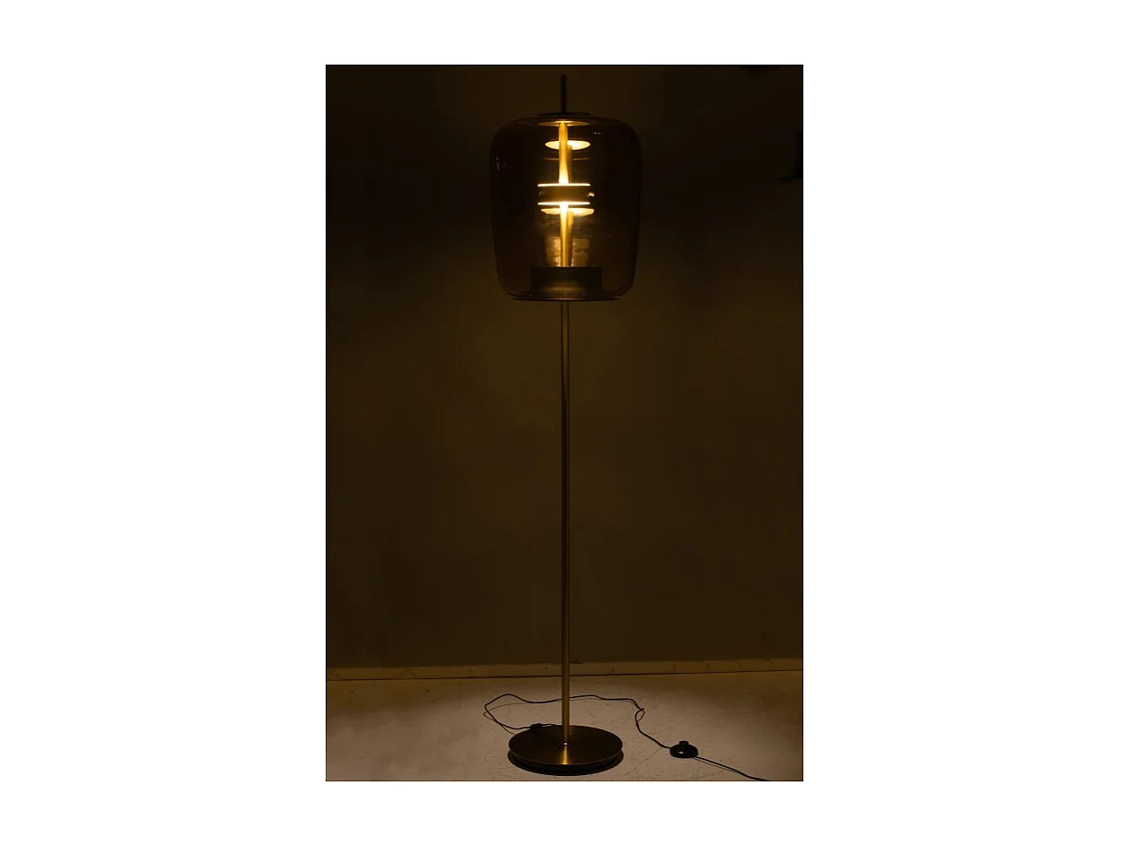 Lanza de vidrio marrón con luz LED 35*35*168 cm.