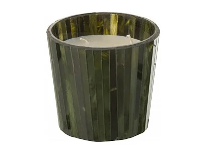 Vela perfumada 35H en tarro de vidrio verde 12x12x11.5 cm
