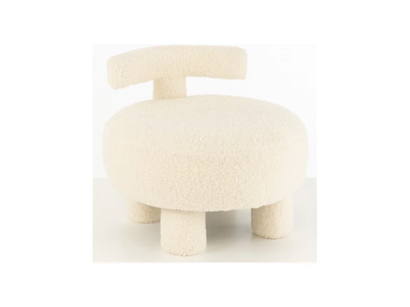 Puf redondo en textil blanco 52x52x49cm