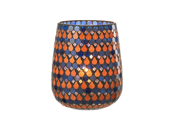 Portavelas de vidrio azul en forma de gota 17x17x21 cm