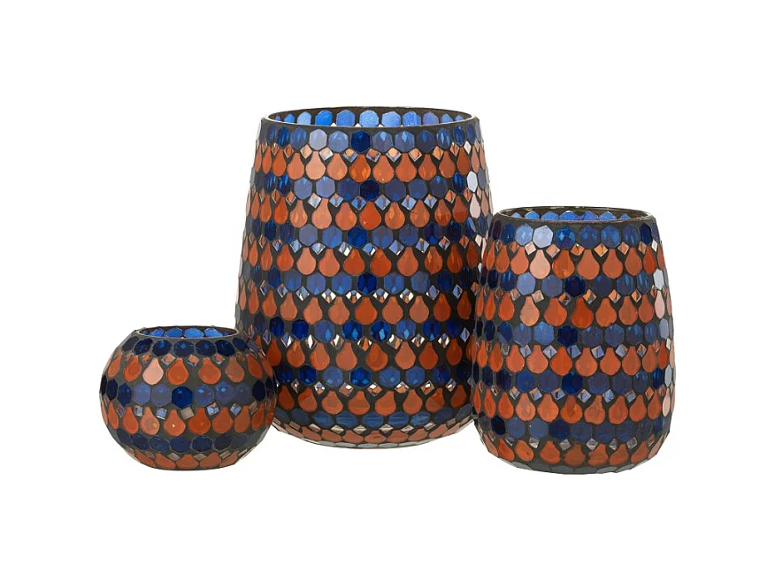 Portavelas de vidrio azul en forma de gota 17x17x21 cm