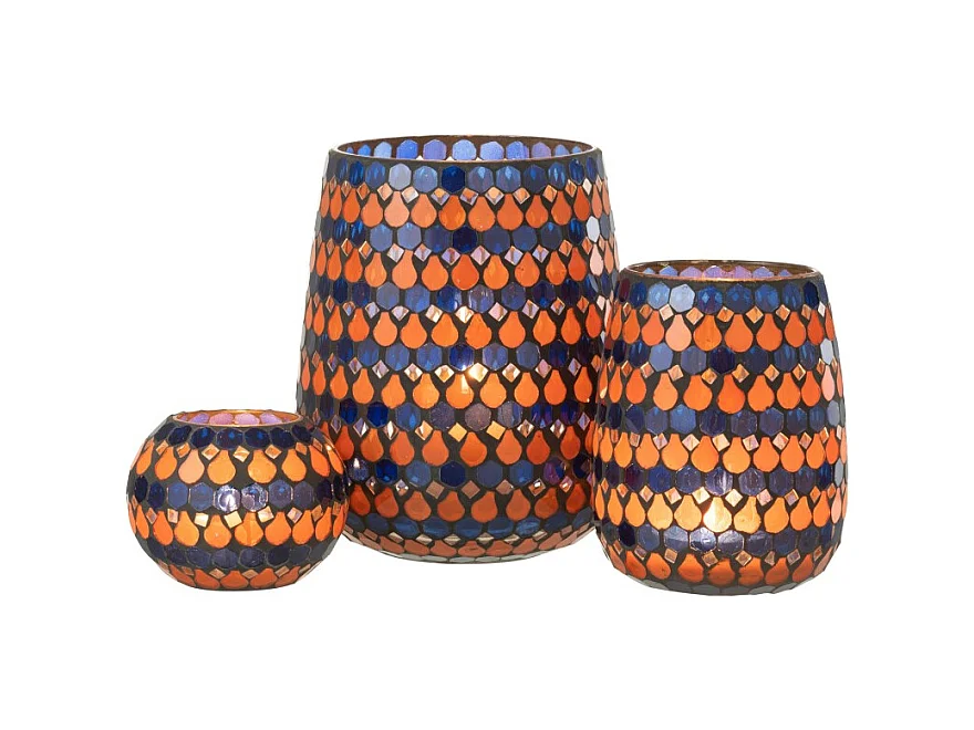 Portavelas de vidrio azul en forma de gota 17x17x21 cm