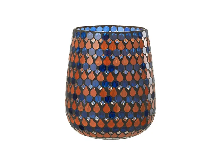 Portavelas de vidrio azul en forma de gota 17x17x21 cm