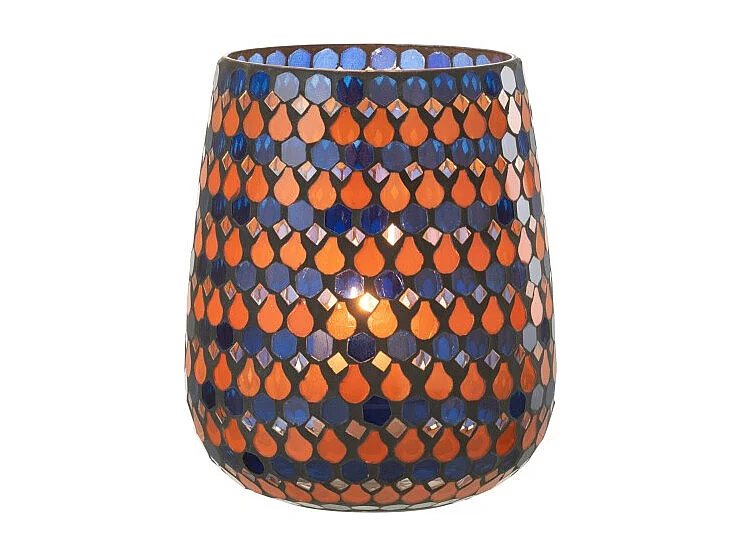 Portavelas de vidrio azul en forma de gota 17x17x21 cm