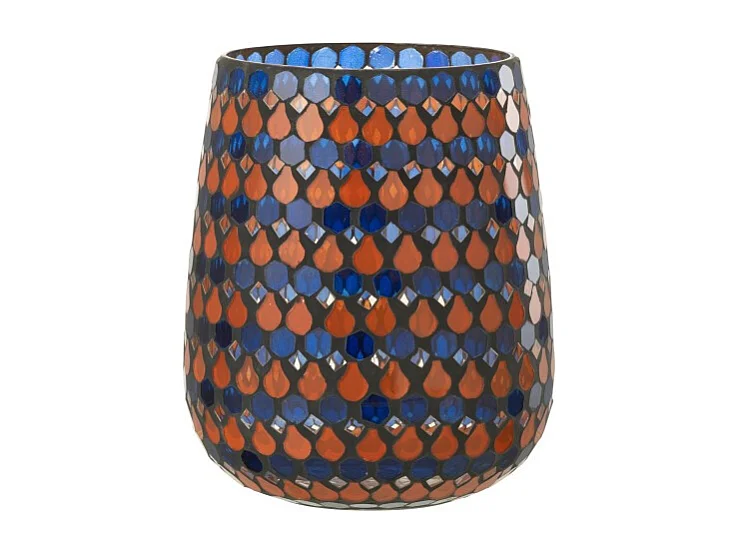 Portavelas de vidrio azul en forma de gota 17x17x21 cm