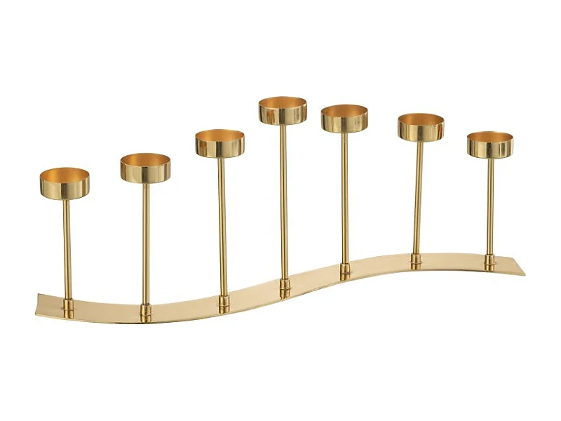 Candelero curvo 7 velas en metal dorado 48x10x48 cm