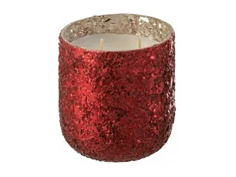 Vela perfumada de 40 horas en un tarro de vidrio rojo de 9x9x10 cm