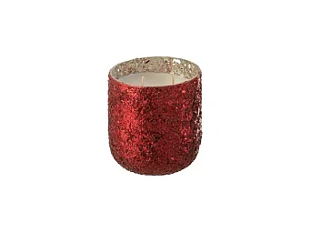Vela perfumada de 40 horas en un tarro de vidrio rojo de 9x9x10 cm
