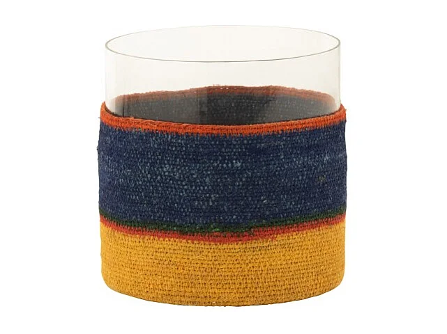 Portavelas redondo de vidrio multicolor 20x20x20 cm